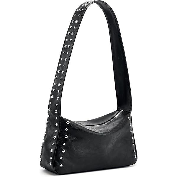 Amazon.com: Punk Belt Black Leather Y2K Shoulder Purse for Women